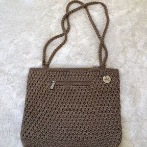The Sak original crocheted medium size shoulder tote handbag purse